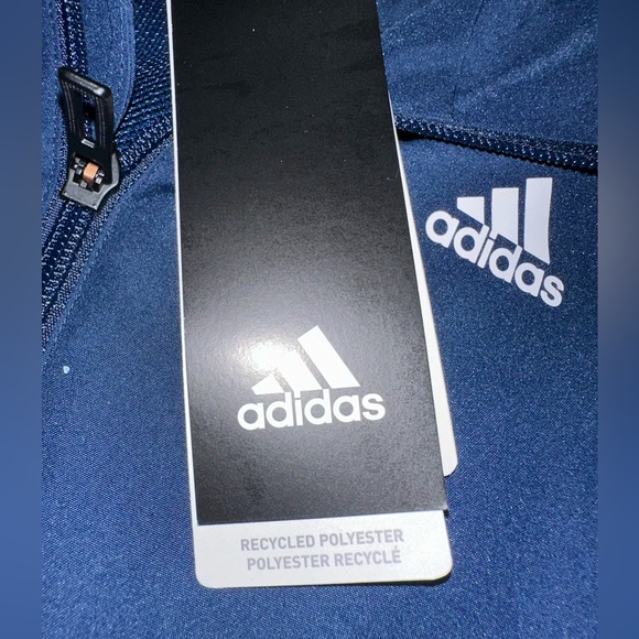 NWT Adidas navy recycled polyester front zip windbreaker long sleeve jacket S - Picture 12 of 16